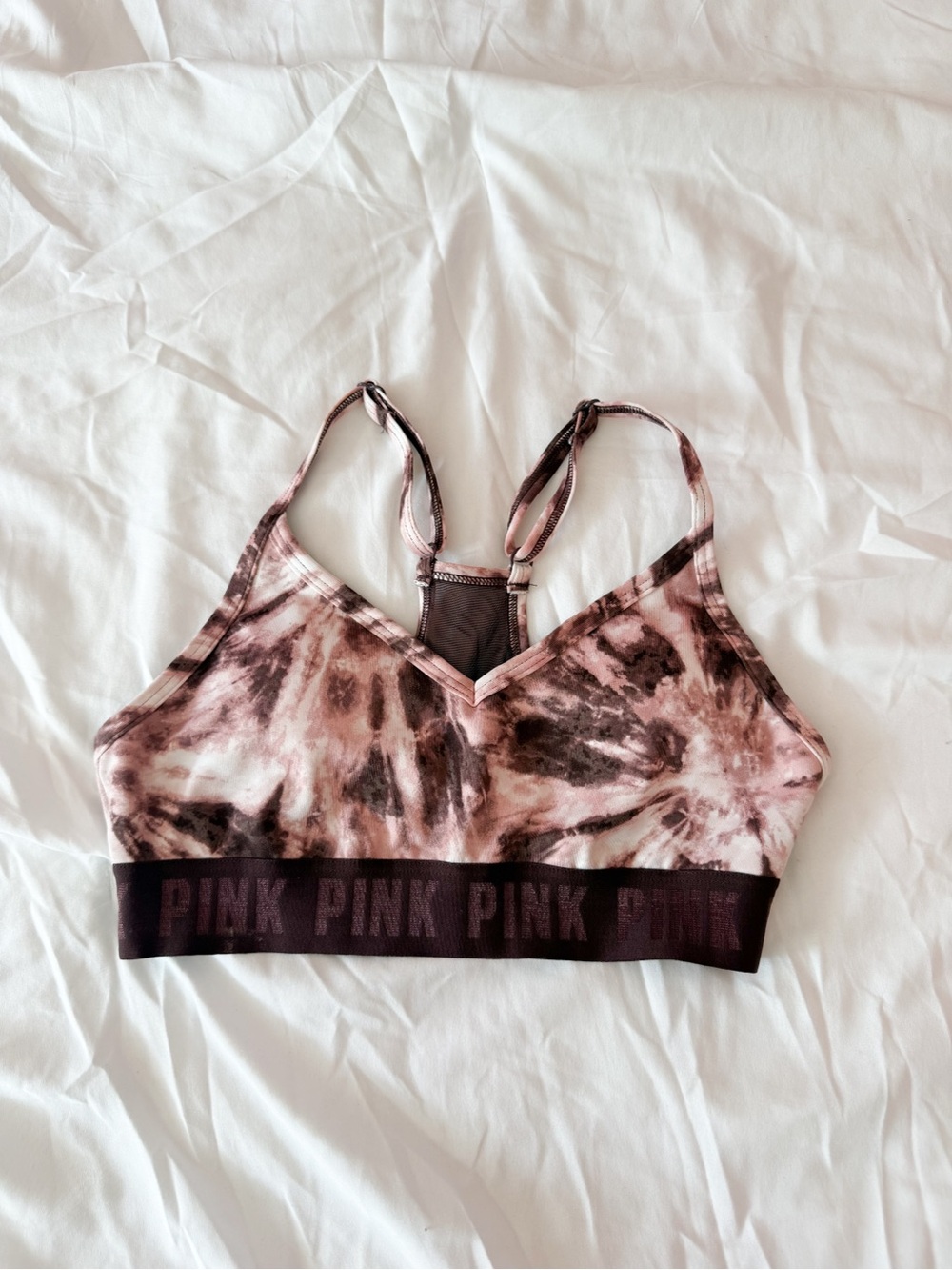 PINK Victoria’s Secret Active Pink Tie Dye Racerback Sports Bra Size XS